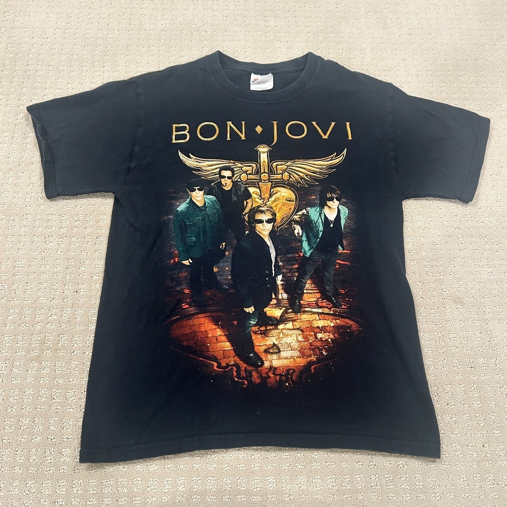 Hanes Heavyweight Bon Jovi Tour T-Shirt Men's Medium Black Band 2011